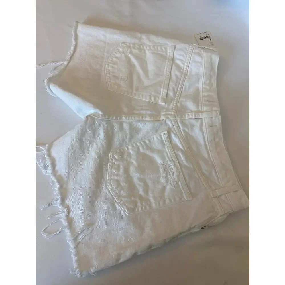 Free People We The Free Optic White Distressed Denim Shorts Size 27 NWT - Picture 7 of 8